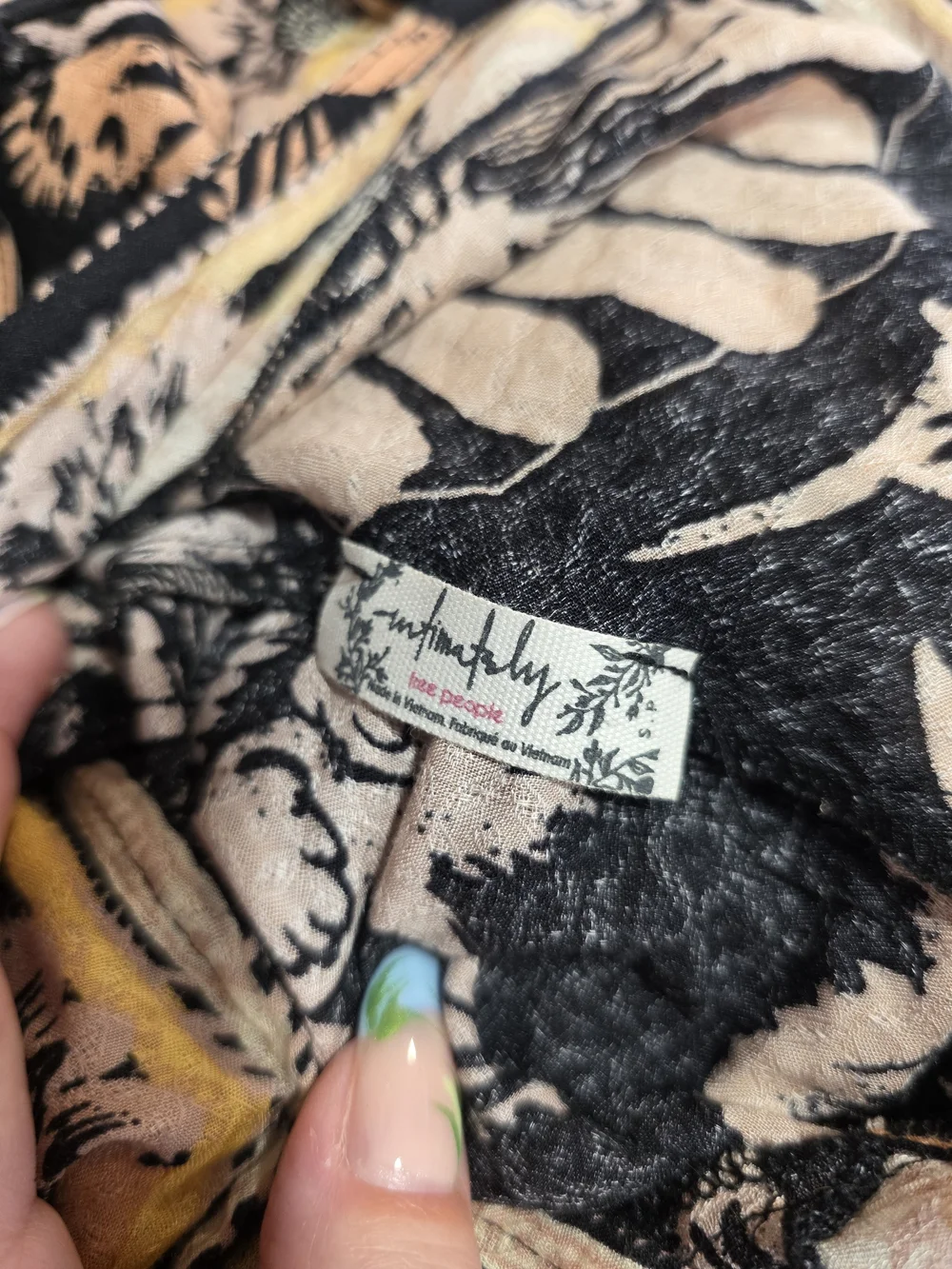 Free People Bali Seashell Scarf Print Dress Black and Blush Floral Mini Dress